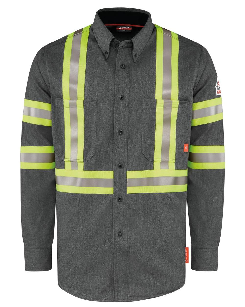 Bulwark L/S IQ Series Comfort Lightweight Enhanced Visibility Flame Resistant Shirt, color: Dark Grey