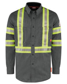 Bulwark L/S IQ Series Comfort Lightweight Enhanced Visibility Flame Resistant Shirt, color: Dark Grey