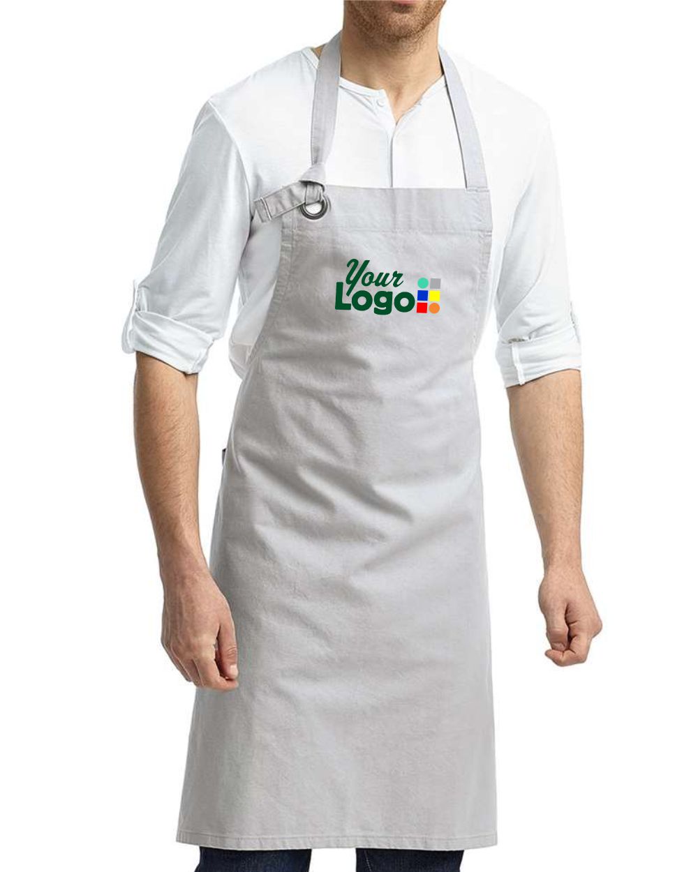 Artisan Collection by Reprime Calibre Heavy Cotton Canvas Custom Bib Apron, color: Silver