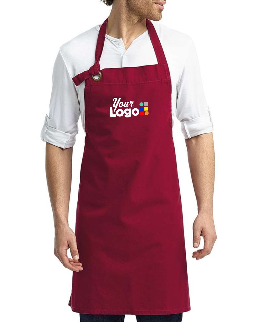 Artisan Collection by Reprime Calibre Heavy Cotton Canvas Custom Bib Apron, color: Burgundy