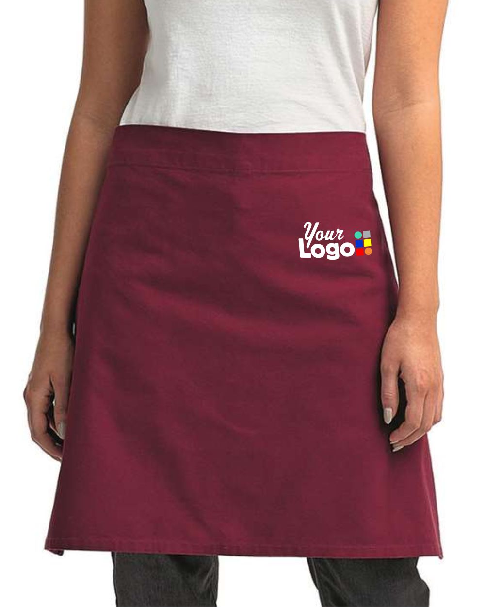 Artisan Collection by Reprime Calibre Heavy Cotton Canvas Waist Apron, color: Burgundy