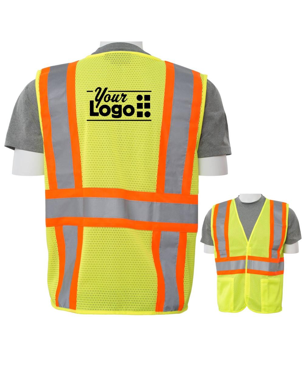 ERB Class-2 Mesh Hi-Visibility Custom Vest, color: Lime