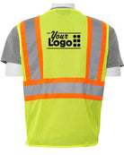 ERB Zip-Front Closure Class-2 Mesh Hi-Visibility Custom Vest, color: Lime
