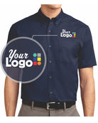 Port Authority S/S Easy Care Custom Shirt, color: Navy/Light Stone