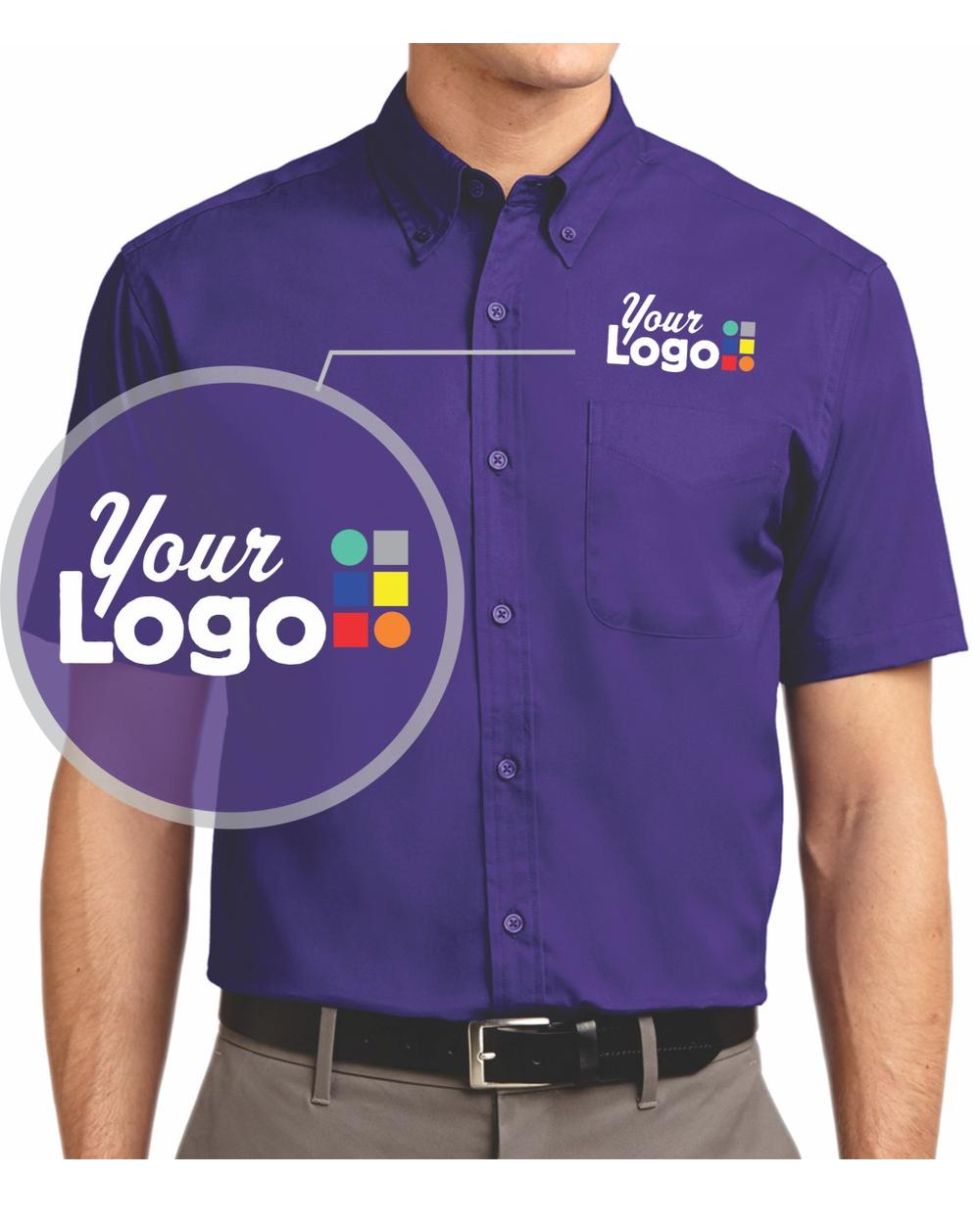 Port Authority S/S Easy Care Custom Shirt, color: Purple/Light Stone