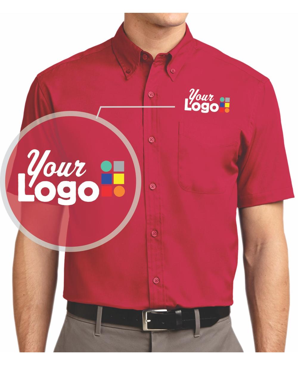 Port Authority S/S Easy Care Custom Shirt, color: Red/Light Stone