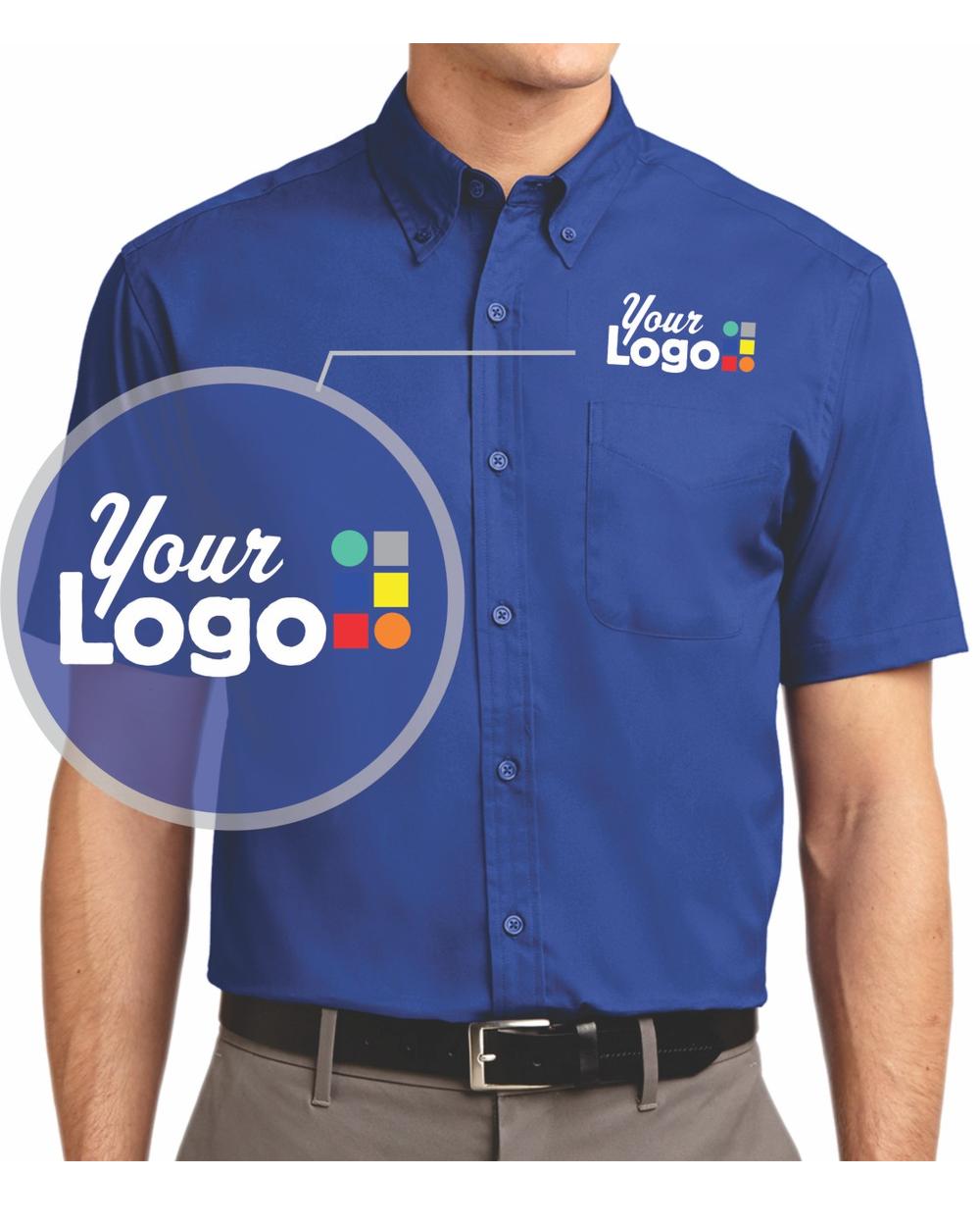 Port Authority S/S Easy Care Custom Shirt, color: Royal/Classic Navy
