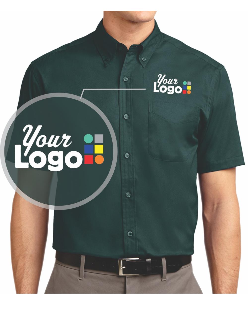 Port Authority S/S Easy Care Custom Shirt, color: Dark Green/Navy