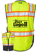 Kishigo Unisex Premium Black Series Custom Surveyors Vest, color: Lime