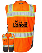 Kishigo Unisex Premium Black Series Custom Surveyors Vest, color: Orange