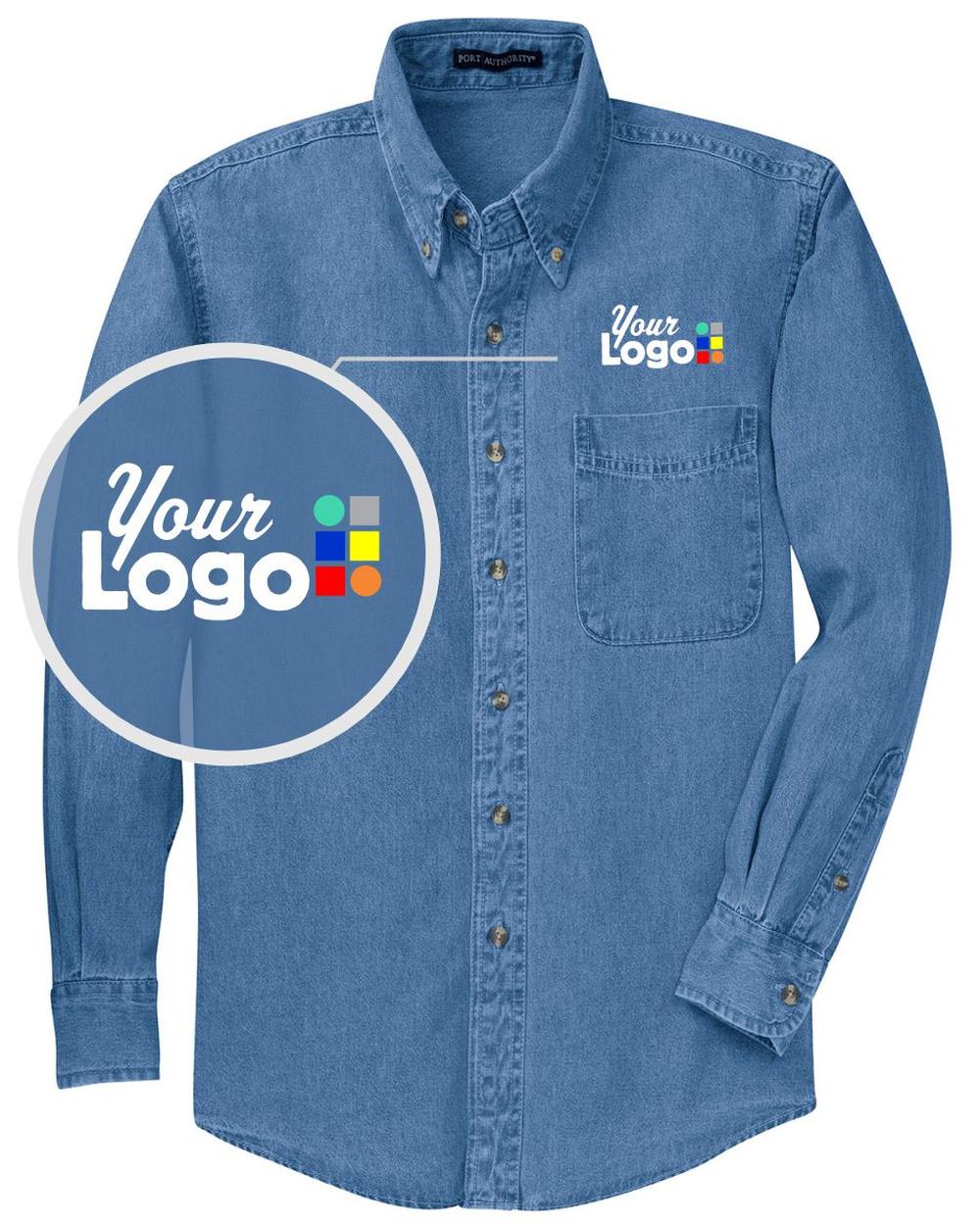 Port Authority L/S  Custom Denim Shirt, color: Faded Denim