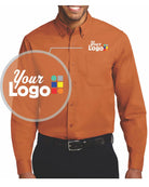 Port Authority L/S Easy Care Custom Shirt, color: Texas Orange/Light Stone