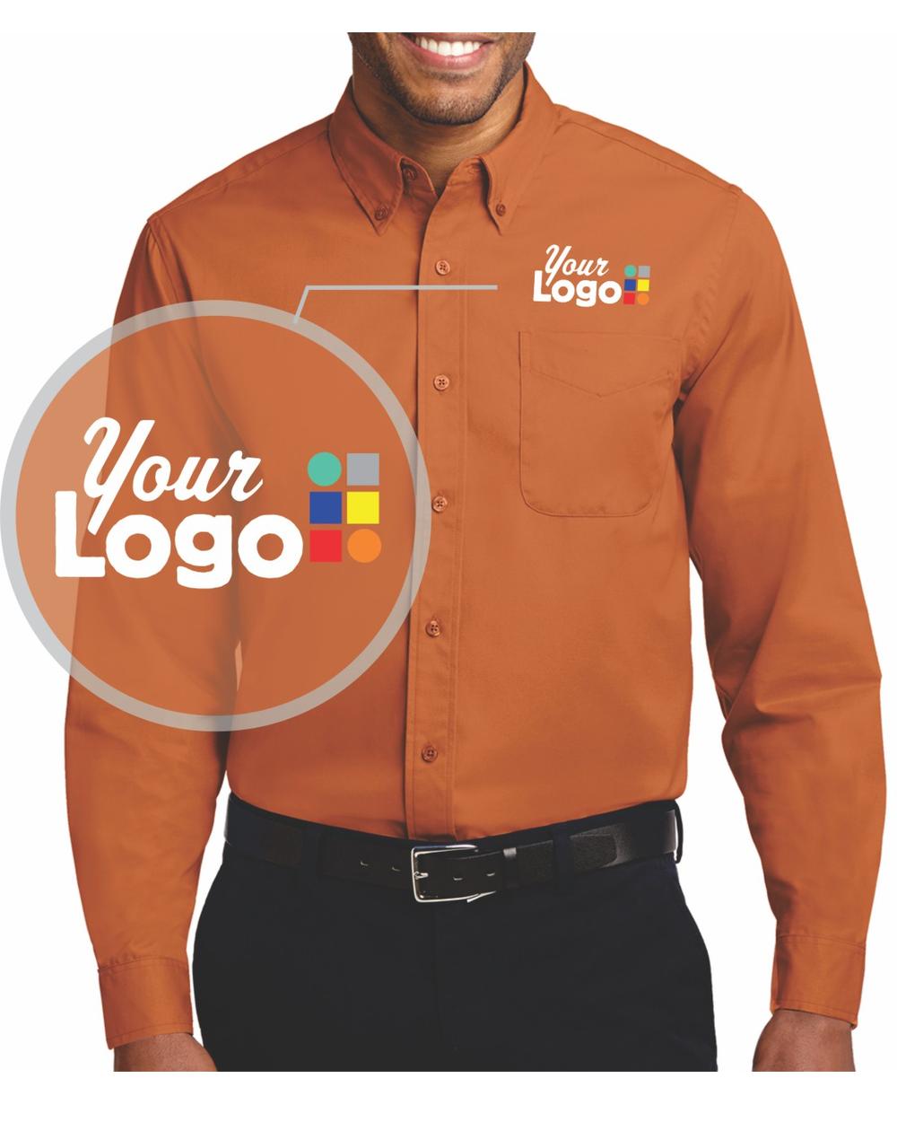 Port Authority L/S Easy Care Custom Shirt, color: Texas Orange/Light Stone
