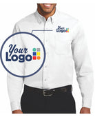 Port Authority L/S Easy Care Custom Shirt, color: White/Light Stone