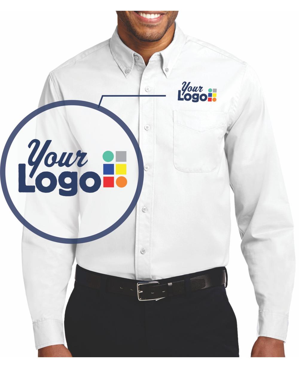 Port Authority L/S Easy Care Custom Shirt, color: White/Light Stone