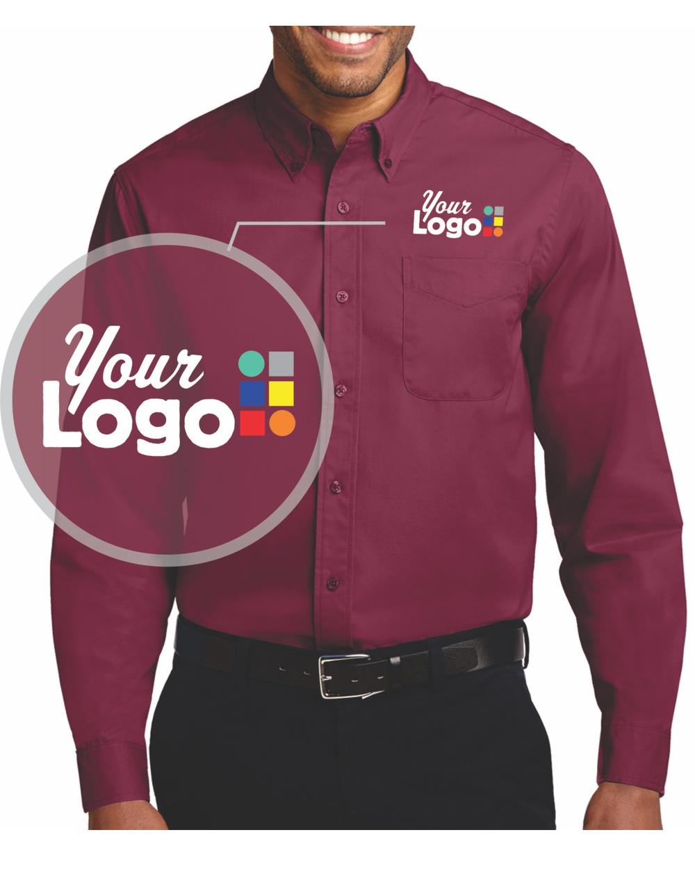 Port Authority L/S Easy Care Custom Shirt, color: Burgundy/Light Stone
