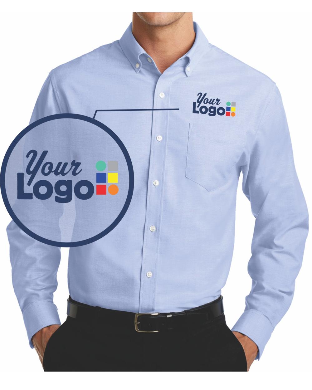 Port Authority L/S Superpro Oxford Custom Shirt, color: Oxford Blue