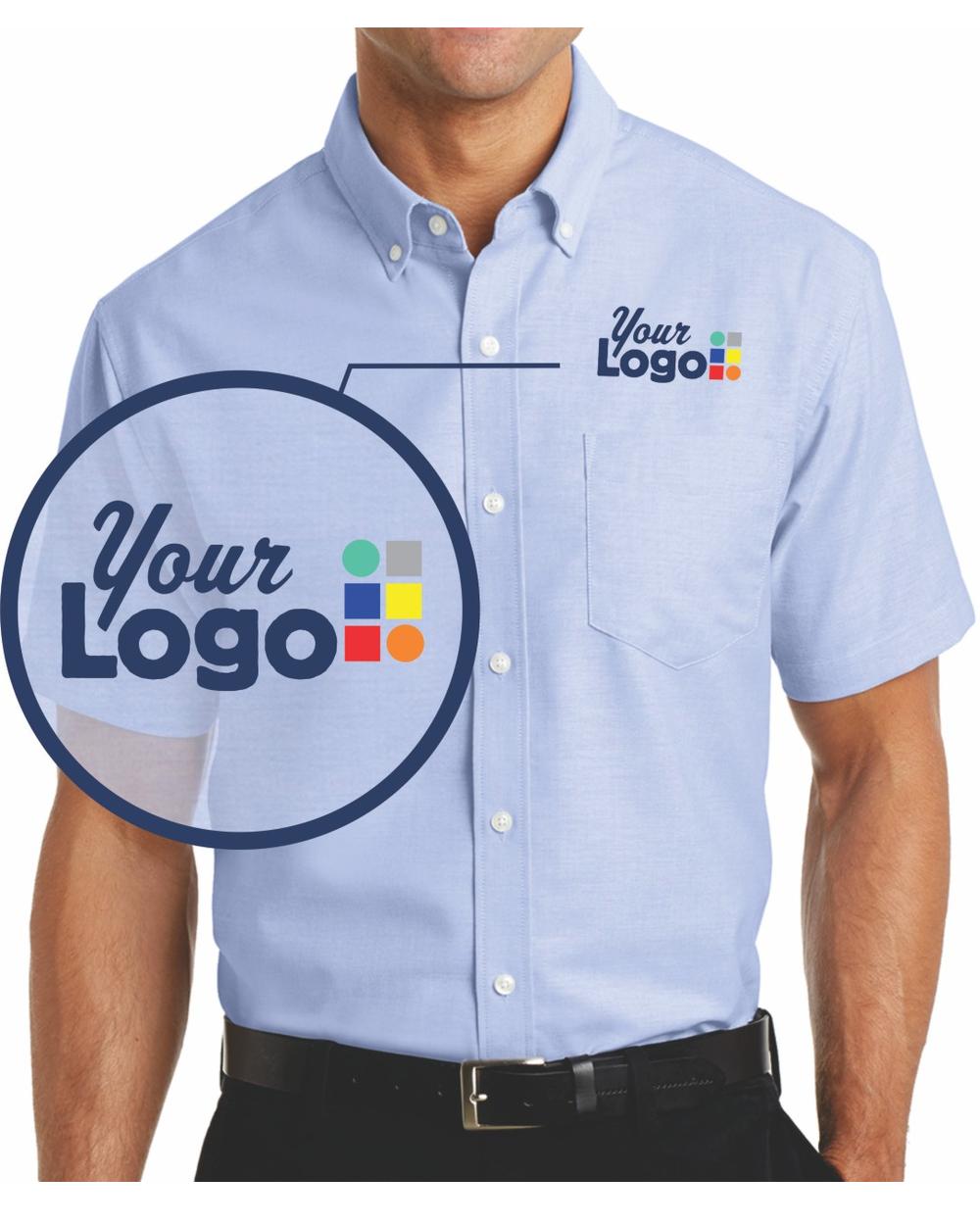 Port Authority S/S Superpro Oxford Custom Shirt, color: Oxford Blue