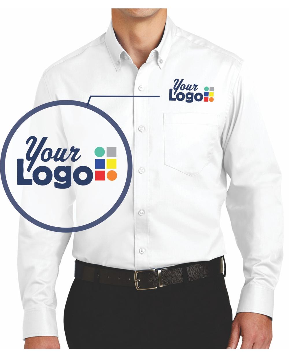 Port Authority L/S SuperPro Twill Custom Shirt, color: White