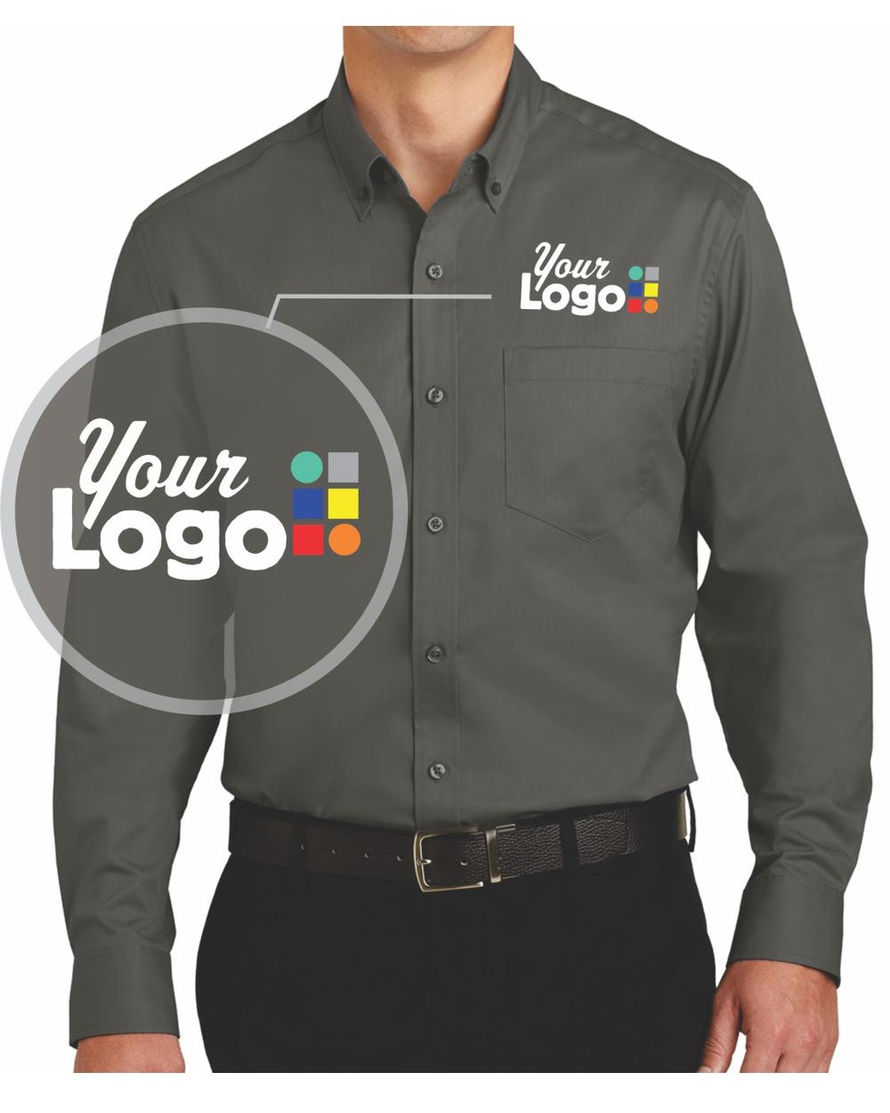 Port Authority L/S SuperPro Twill Custom Shirt, color: Sterling Grey