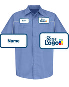 RedKap S/S Stripe Broadcloth Custom Work Shirt, color: Petrol Blue/Navy Stripe