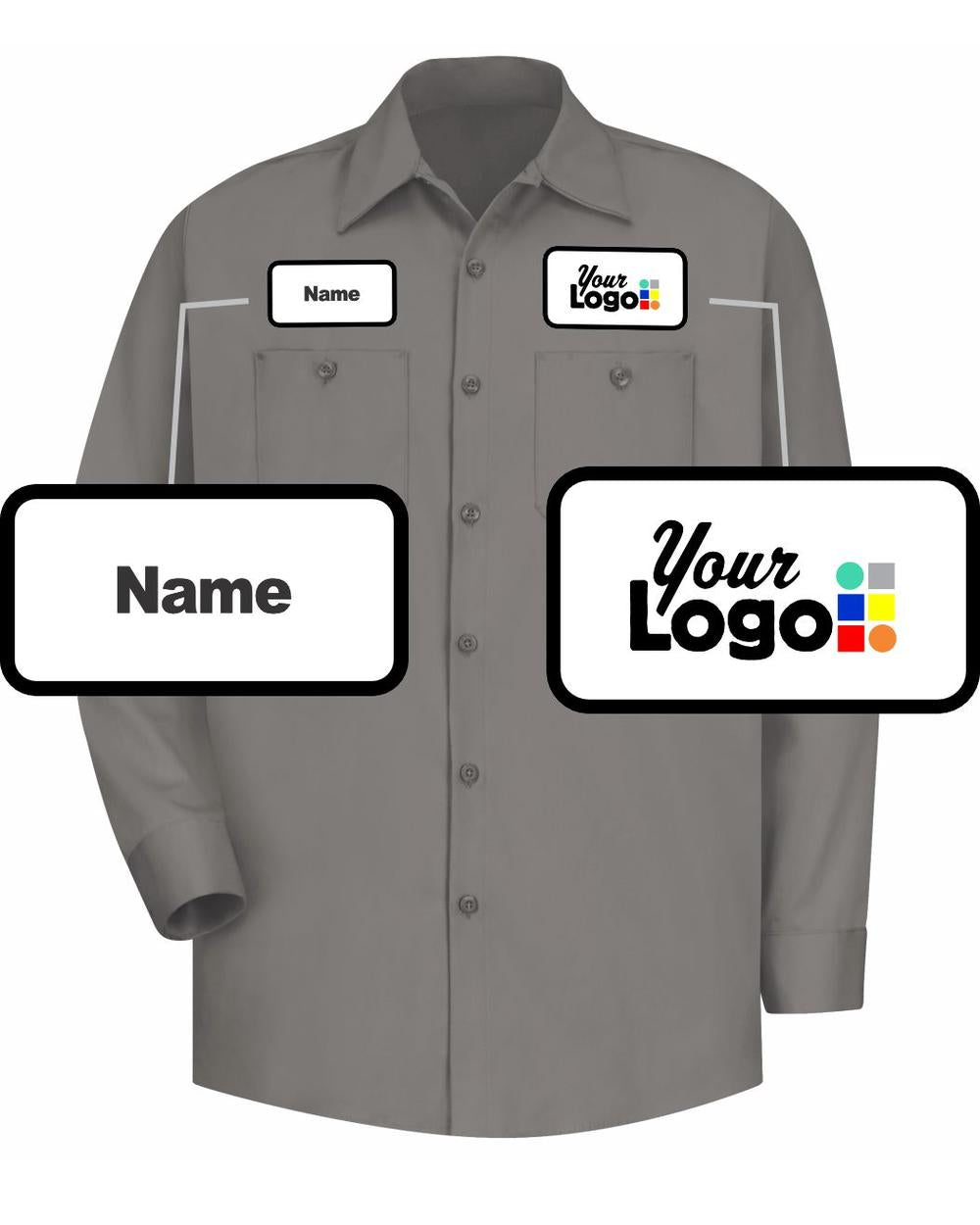 RedKap L/S L/S Wrinkle-Resistant Cotton Custom Work Shirt, color: Graphite Grey