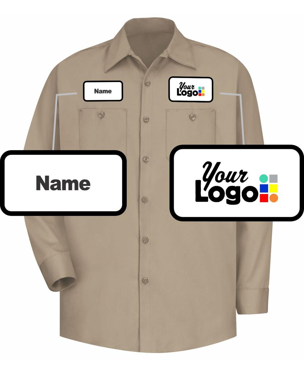RedKap L/S L/S Wrinkle-Resistant Cotton Custom Work Shirt, color: Khaki