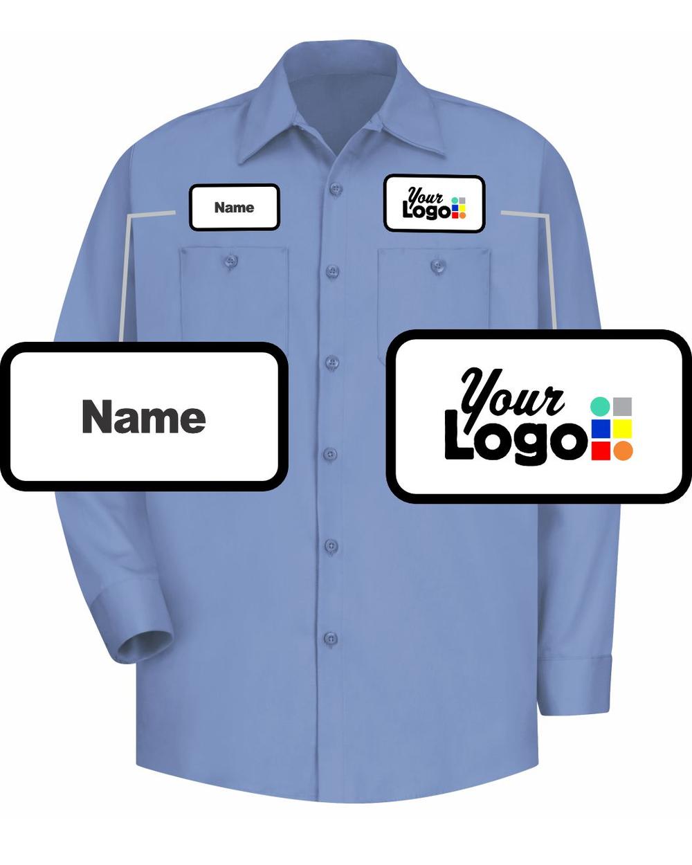 RedKap L/S L/S Wrinkle-Resistant Cotton Custom Work Shirt, color: Light Blue