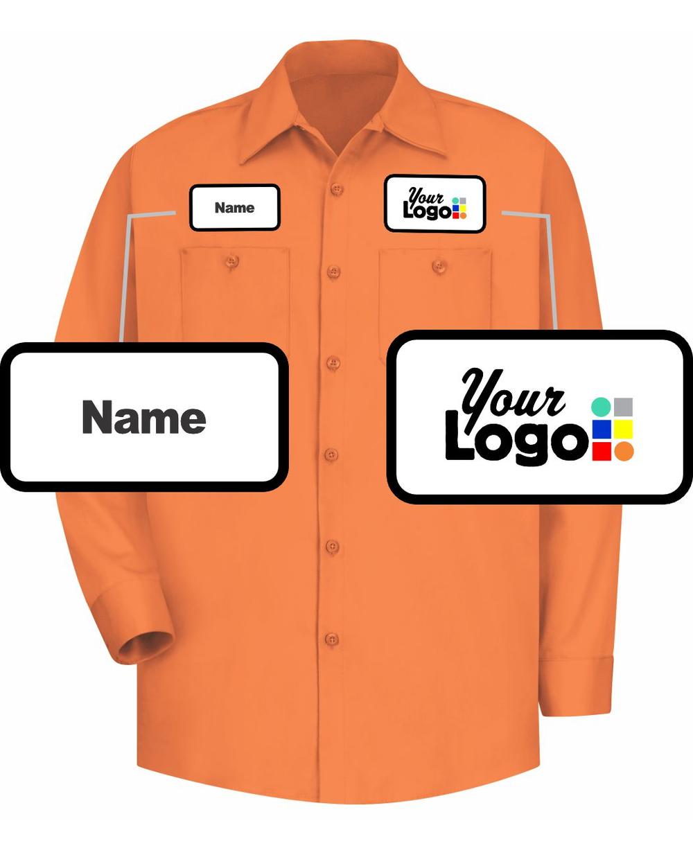 RedKap L/S Wrinkle-Resistant Cotton Custom Work Shirt, color: Orange