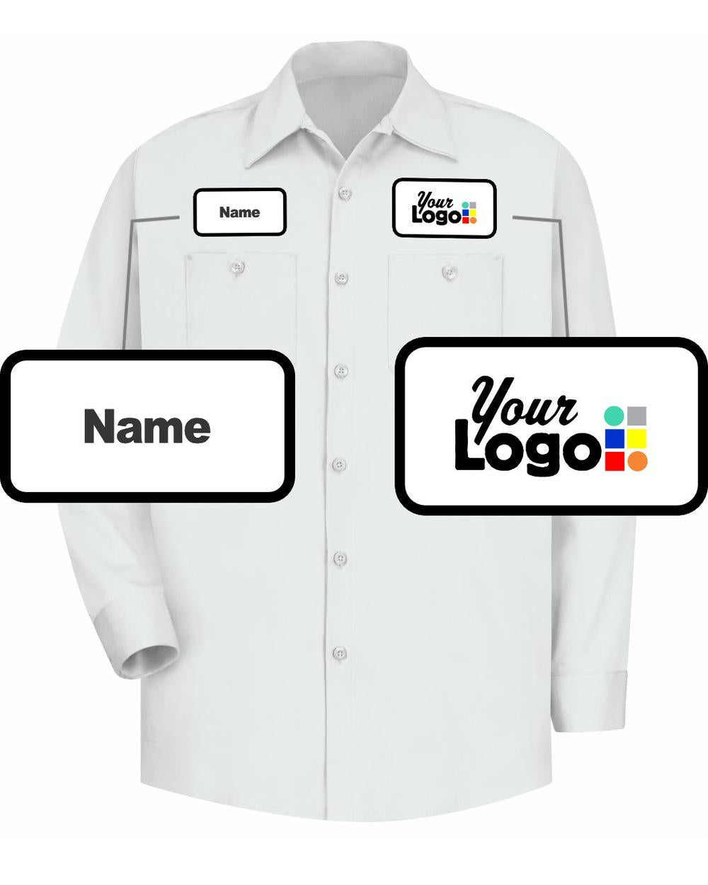 RedKap L/S L/S Wrinkle-Resistant Cotton Custom Work Shirt, color: White