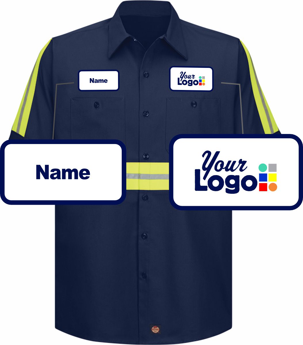 RedKap S/S Hi-Vis Cotton Custom Work Shirt, color: Navy