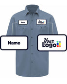 RedKap S/S Wrinkle-Resistant Cotton Custom Work Shirt, color: Postman Blue