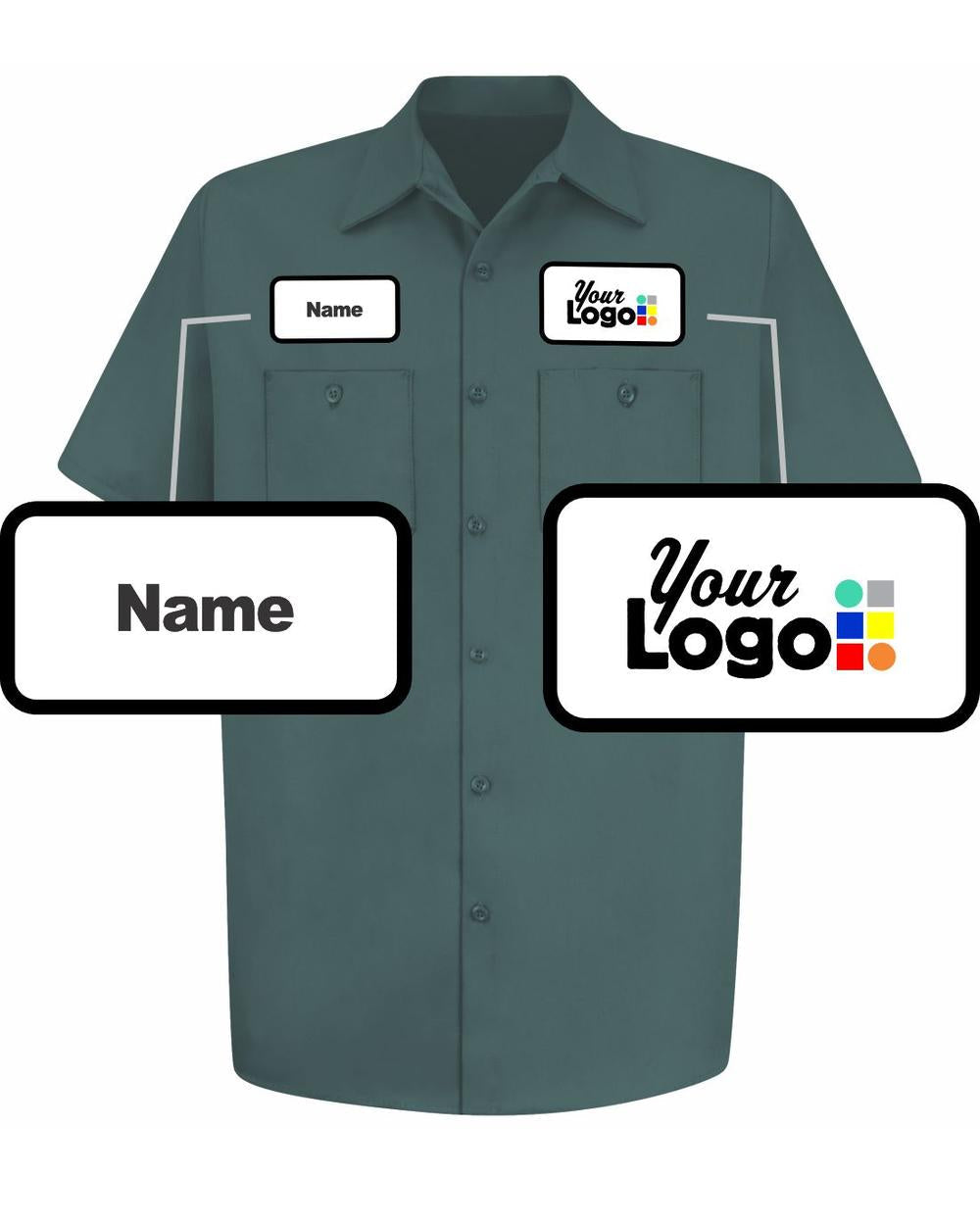 RedKap S/S S/S Wrinkle-Resistant Cotton Custom Work Shirt, color: Spruce Green