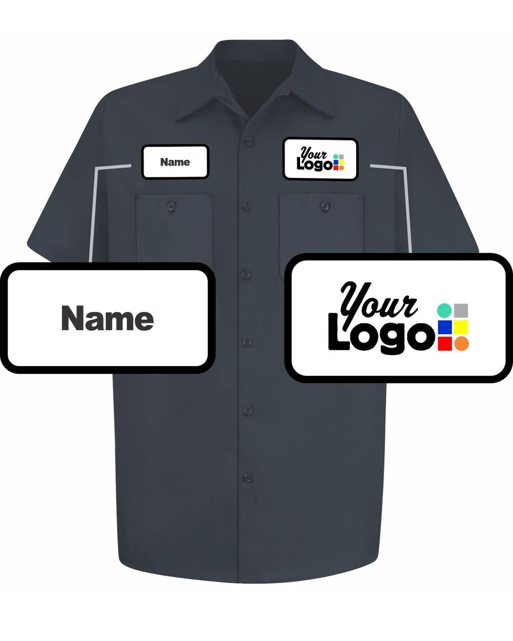 RedKap S/S Wrinkle-Resistant Cotton Custom Work Shirt, color: Dark Navy