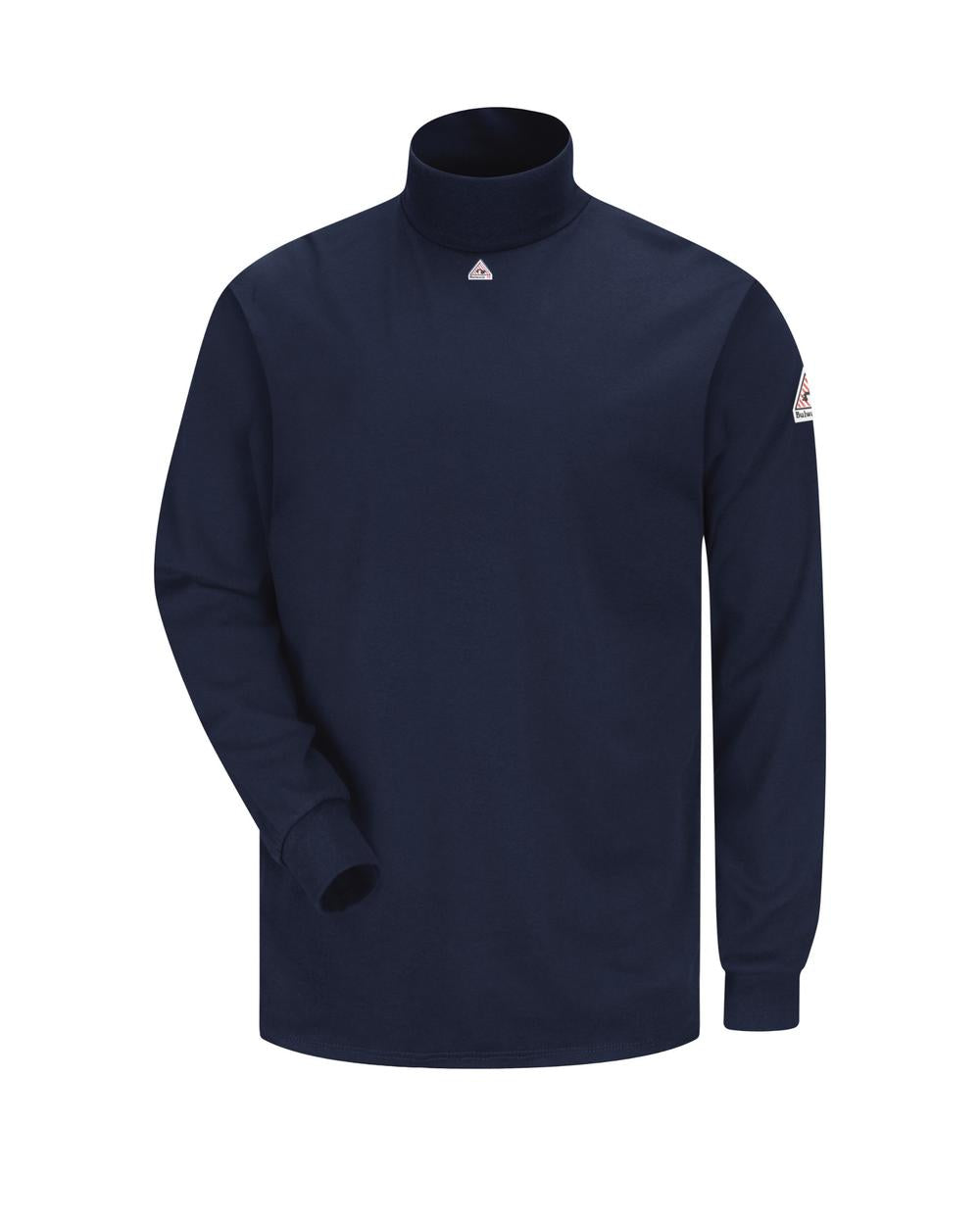 Bulwark Tagless Mock Turtleneck Excel Flame Resistant T-Shirt, color: Navy