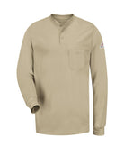 Bulwark L/S Tagless Henley Excel Flame Resistant T-Shirt, color: Khaki