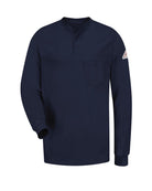 Bulwark L/S Tagless Henley Excel Flame Resistant T-Shirt, color: Navy