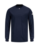 Bulwark L/S Tagless-Excel Flame Resistant T-Shirt, color: Navy