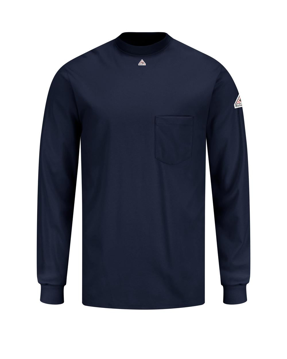 Bulwark L/S Tagless-Excel Flame Resistant T-Shirt, color: Navy