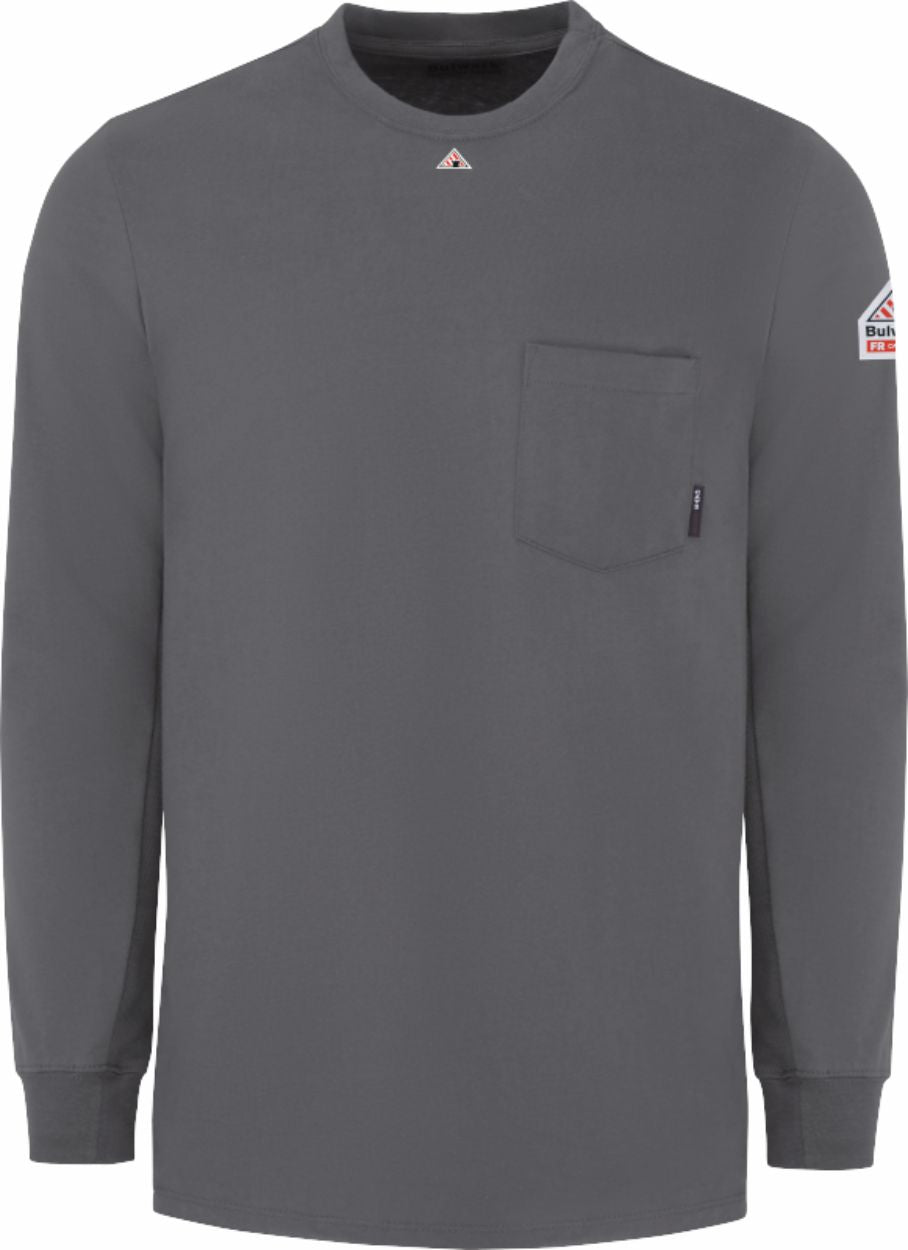 Bulwark L/S Tagless-Excel Flame Resistant T-Shirt, color: Navy