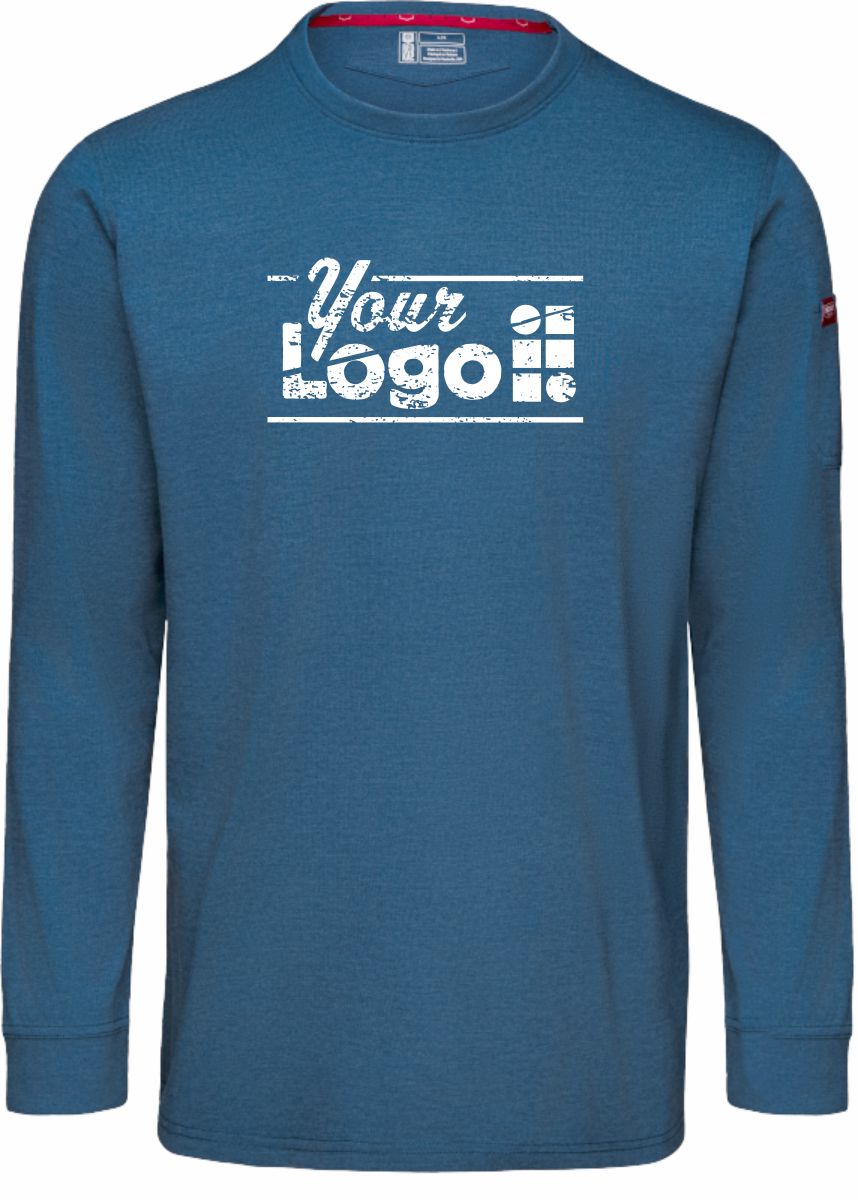 RedKap L/S Wicking Blend Hard-Working Custom T-Shirt, color: Insignia Blue Heather