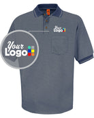 RedKap S/S Performance Knit Twill Custom Golf Shirt, color: Moss Green/Navy