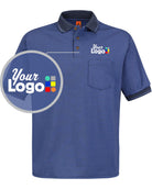 RedKap S/S Performance Knit Twill Custom Golf Shirt, color: Navy/Medium Blue