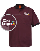 RedKap S/S Performance Knit Twill Custom Golf Shirt, color: Burgundy/Black