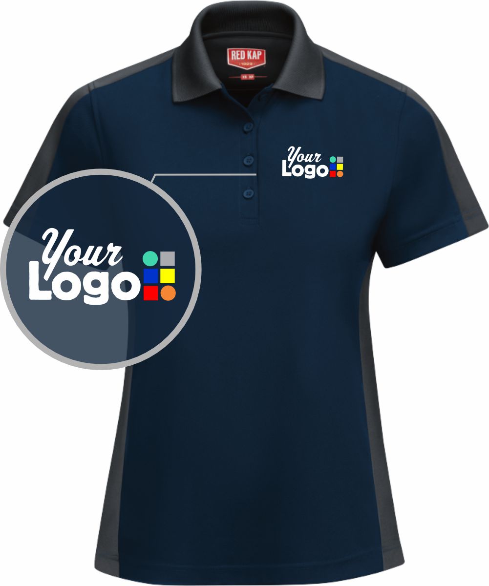 RedKap S/S Tone-Panel Custom Golf Shirt, color: Navy/Charcoal