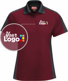 RedKap S/S Tone-Panel Custom Golf Shirt, color: Burgundy/Charcoal