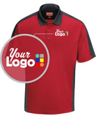 RedKap S/S Tone-Panel Custom Golf Shirt, color: Red/Charcoal