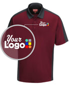 RedKap S/S Tone-Panel Custom Golf Shirt, color: Burgundy/Charcoal