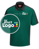 RedKap S/S Tone-Panel Custom Golf Shirt, color: Hunter Green/Charcoal