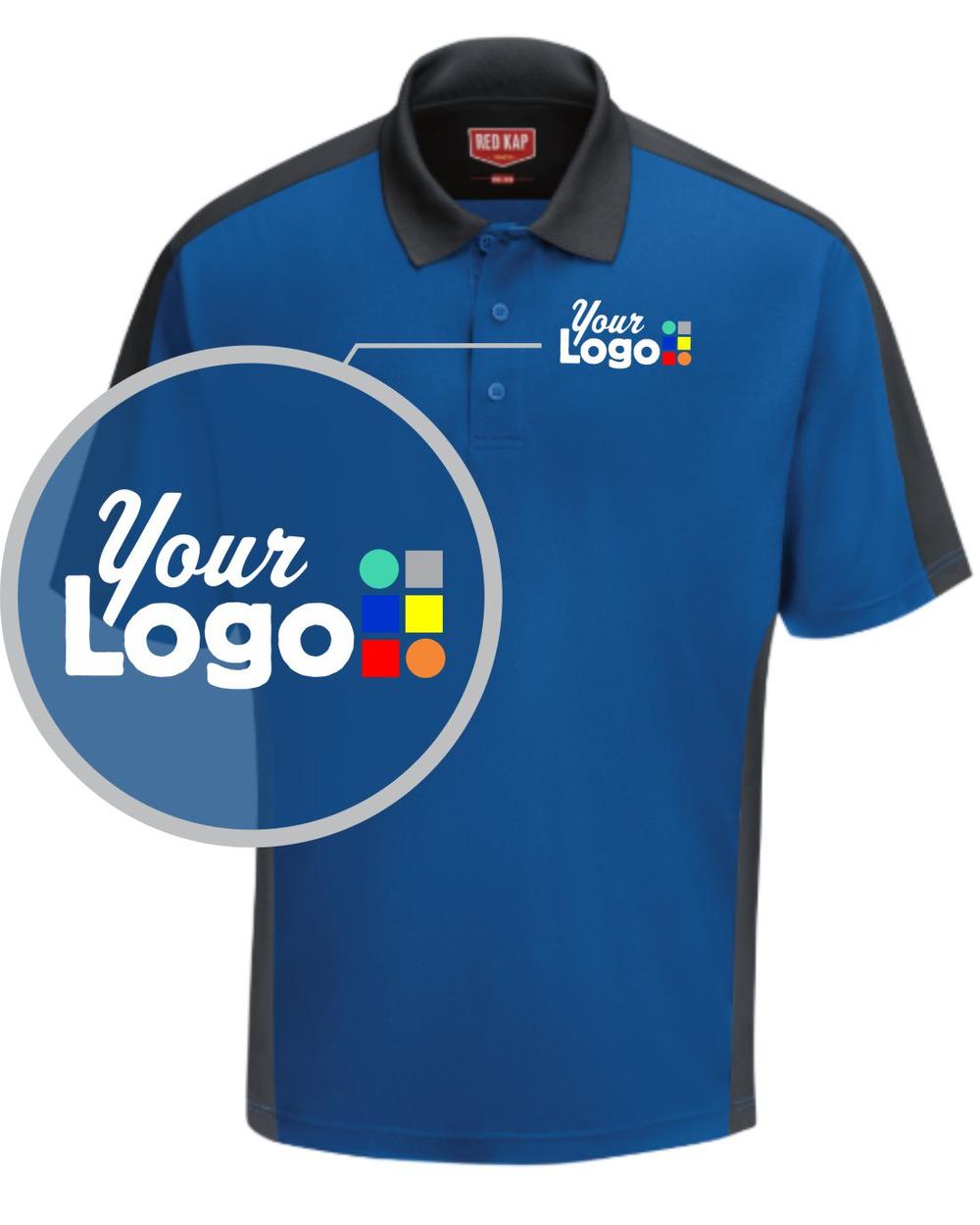 RedKap S/S Tone-Panel Custom Golf Shirt, color: Royal/Charcoal